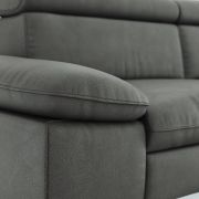 Ecksofa Felipa – 2,5-Sitzer mit Longchair rechts inkl. Kopfteil verstellbar, Leder, Grau