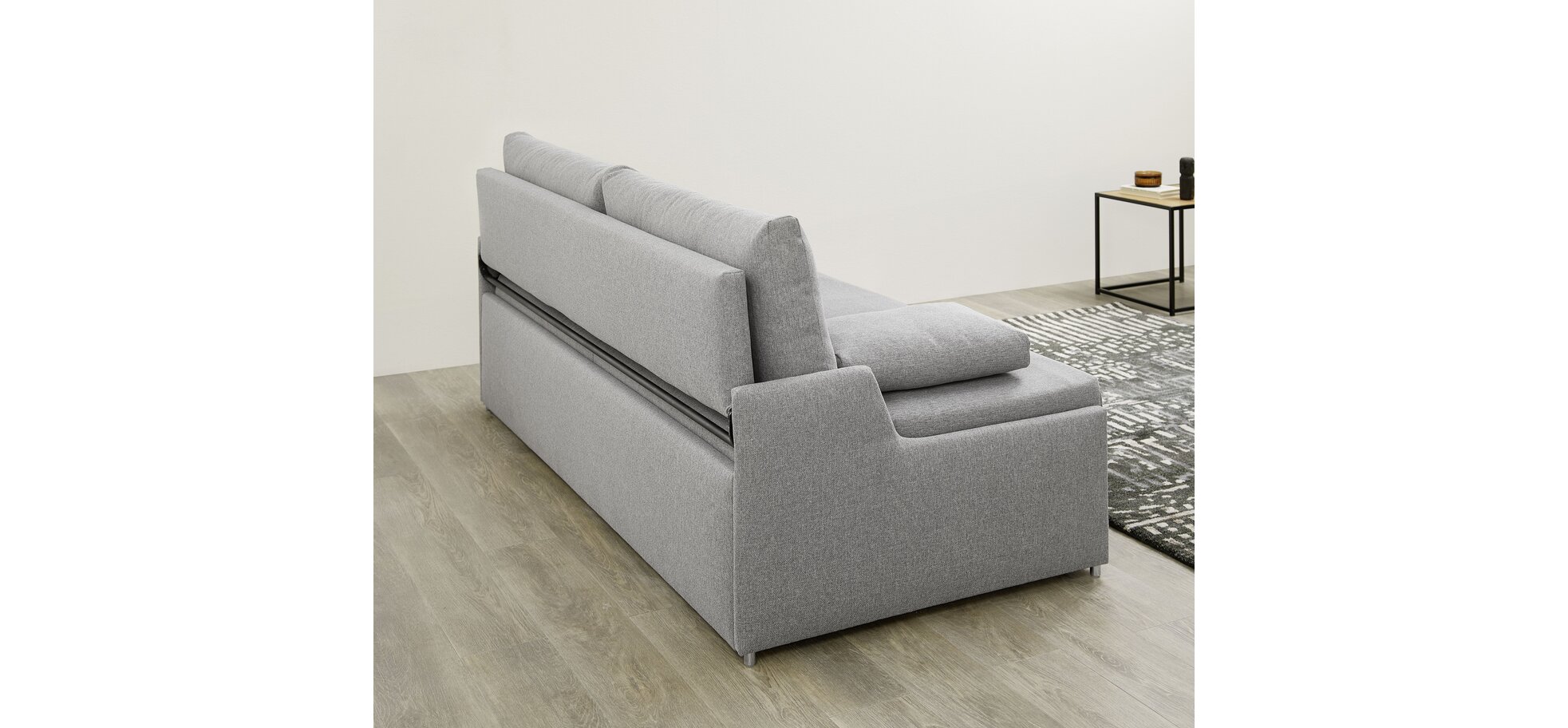 Sofa – 2-Sitzer, Schlaffunktion, Stoff, Grau