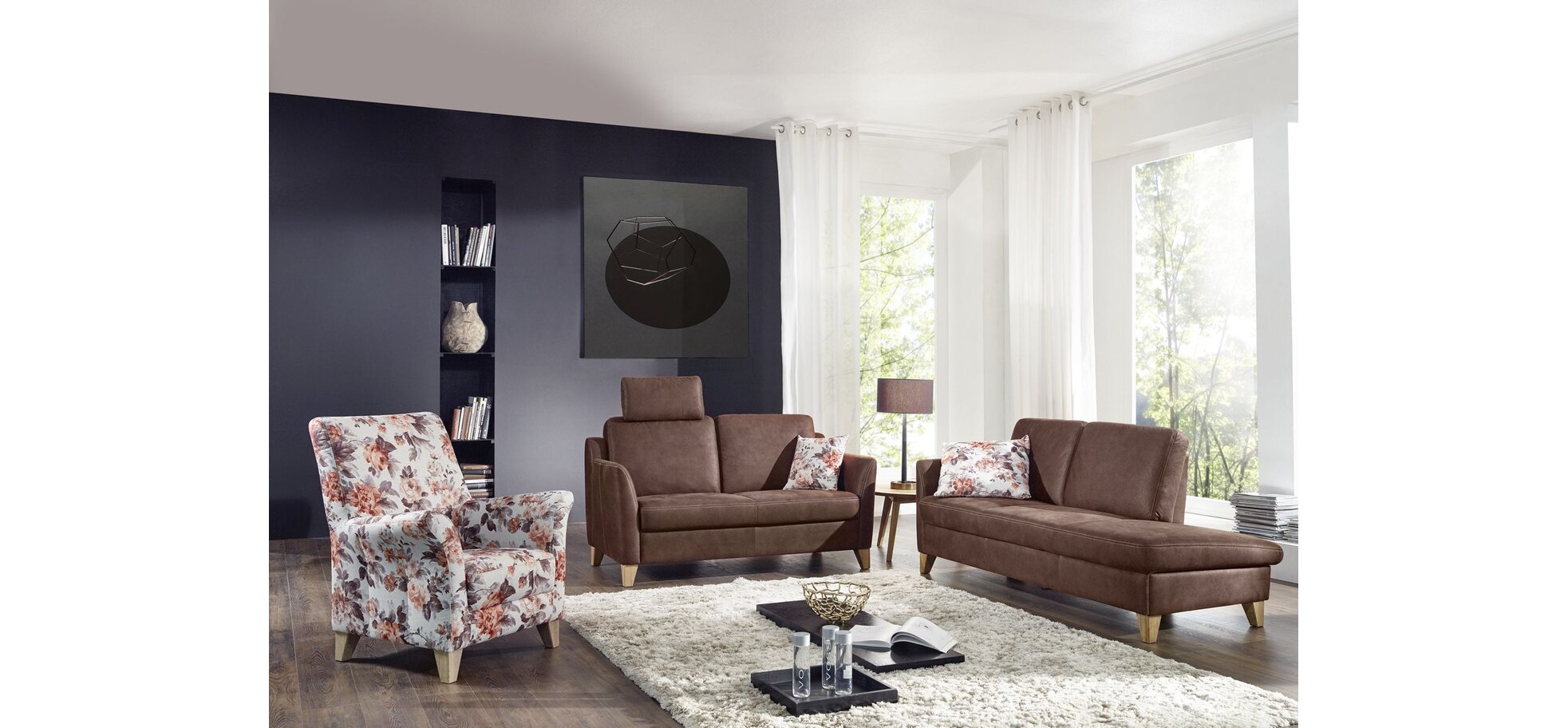 Sofa – 2,5 Sitzer, Stoff, Braun
