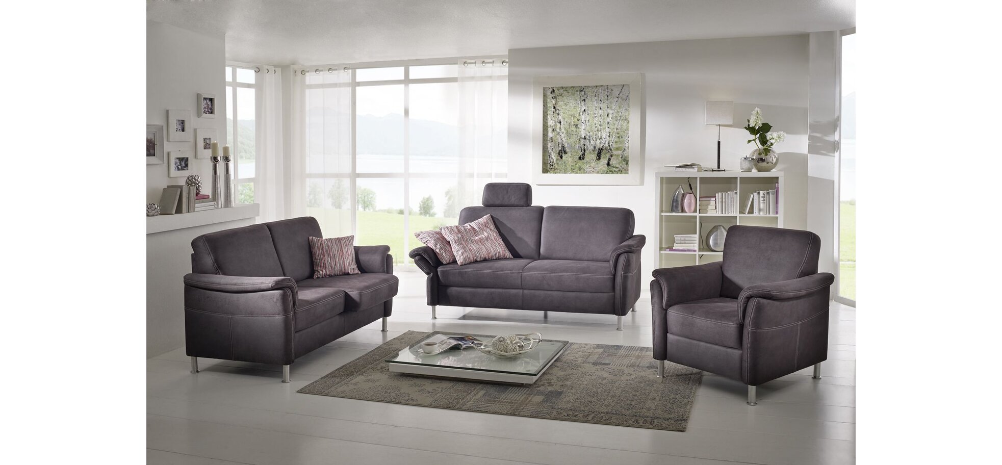 Sofa – 2-Sitzer, Stoff, Anthrazit