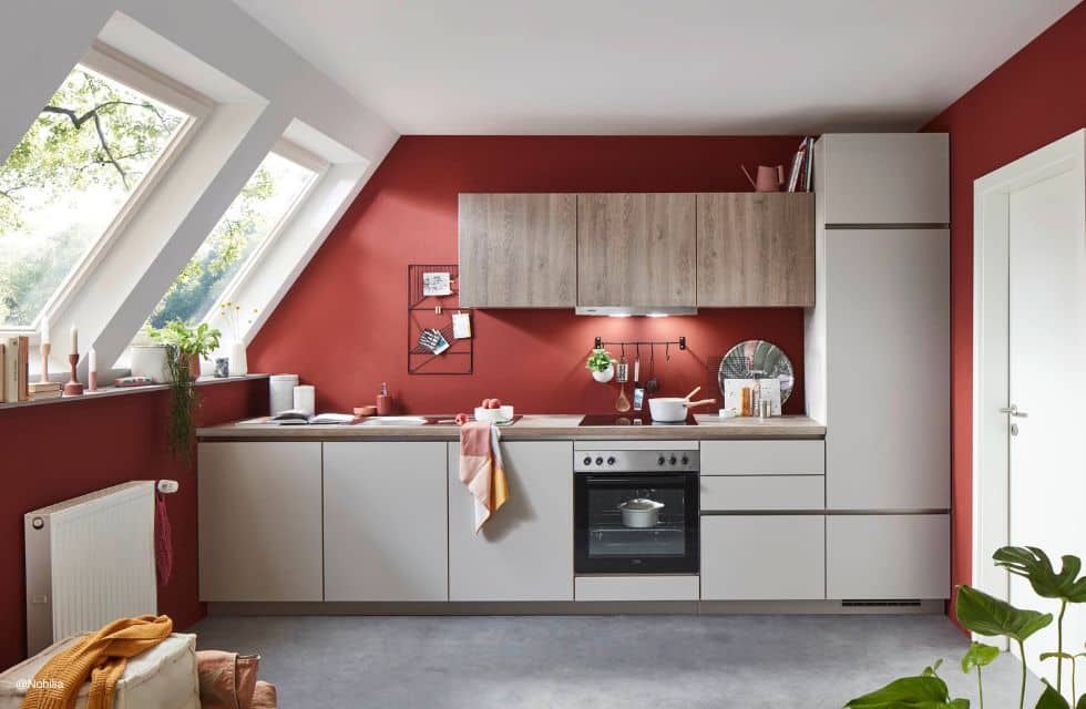 Wandfarbe rot in Küche