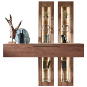 Wohnwand – mit Beleuchtung, Alteiche Furnier, Akzent Alteiche Rustic