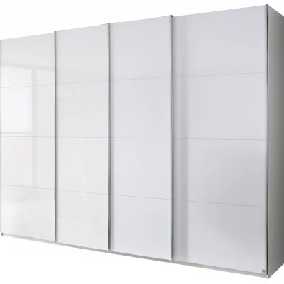 Schwebetürenschrank – B ca. 316 cm, Farbglas Kristallweiß