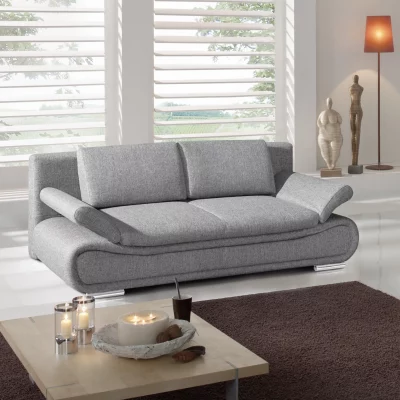 Querschläfer – Schlaffunktion mit Bettkasten, Armlehne verstellbar, Stoff, Grau