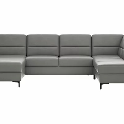 Wohnlandschaft Merlos H – Longchair links und 2,5-Sitzer mit Ecke rechts inkl. Relaxfunktion (motorisch), Leder, Graubraun