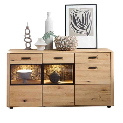 Sideboard mit Beleuchtung – Wildeiche massiv