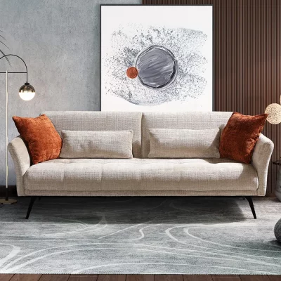 Multifunktionssofa – Rückenlehne/Sitztiefe verstellbar, Stoff, Silbergrau