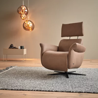 Sessel – Relaxfunktion motorisch, Leder, Braun