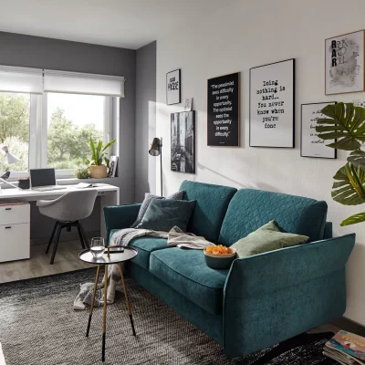 Sofa Melida – 2-Sitzer inkl. Schlaffunktion, Stoff, Smaragd