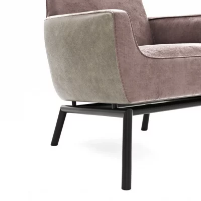 Sessel Matina – Größe M, Leder&Stoff, Dunkelbraun, Mauve