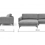 Ecksofa Oviedo – Longchair links mit 1,5-Sitzer, Stoff, Natur