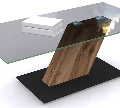 Couchtisch – LBH ca. 115x65x45 cm, Platte Glas, Grau