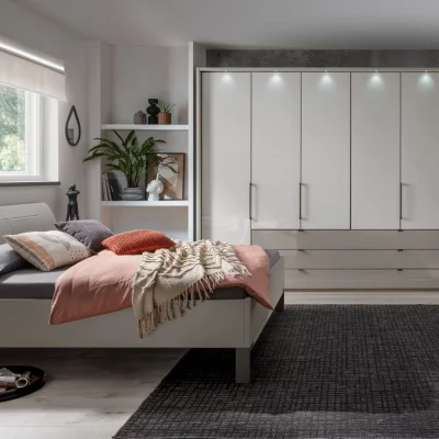 Drehtürenschrank Marbella – B. ca. 157cm, Korpus, Front Glas, Weiß