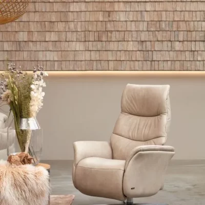 Fernsehsessel EM Berlin – Relaxfunktion manuell, Leder, beige