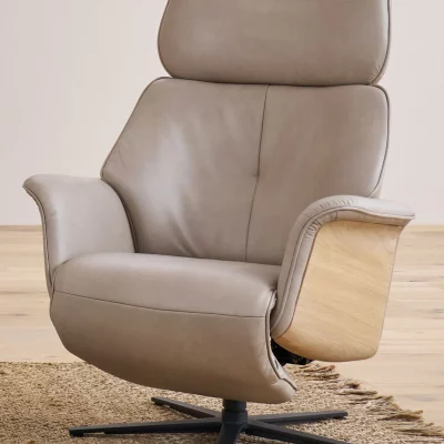 Fernsehsessel EM Füssen – Relaxfunktion teilmotorisch, Leder, braun