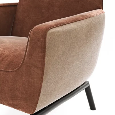 Sessel Matina – Größe M, Leder&Stoff, Cognac, Kupfer