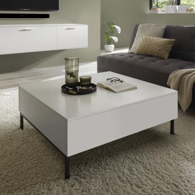 Couchtisch – mit Schubkästen, LBH ca. 90x85x36 cm, Lack, Weiß