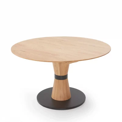 Esstisch – ausziehbar, Durchmesser ca. 130cm, Wildeiche massiv