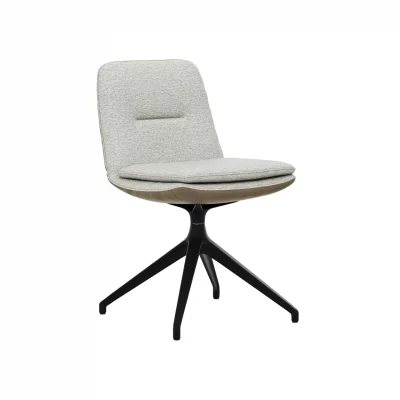 Polsterstuhl Macano – drehbar, Stoff & Leder, Hellgrau, Steingrau