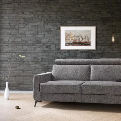 Faltbett – Kopfteil verstellbar, Stoff, Grau