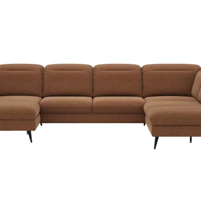 Wohnlandschaft Alegria – Longchair links mit 2,5-Sitzer und Ecke rechts inkl. Schlaffunktion und Kopfteil/ Sitztiefe verstellbar, Stoff, Kurkuma