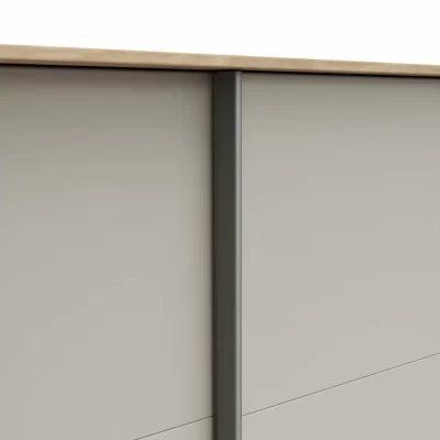 Schwebetürenschrank Viana – B ca. 188 cm, Furnier, Balkeneiche, Hellgrau