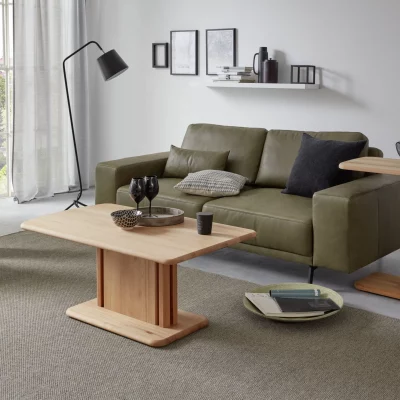 Couchtisch – höhenverstellbar, LBH ca. 110x65x48 cm, Wildeiche massiv