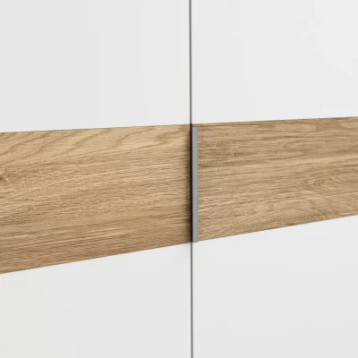 Drehtürenschrank Viana – B ca. 204 cm, Lack, Weiß, Riffholz, Wildeiche