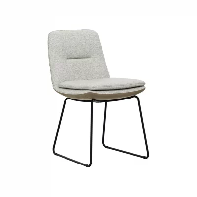 Polsterstuhl Macano – Stoff & Leder, Hellgrau, Steingrau