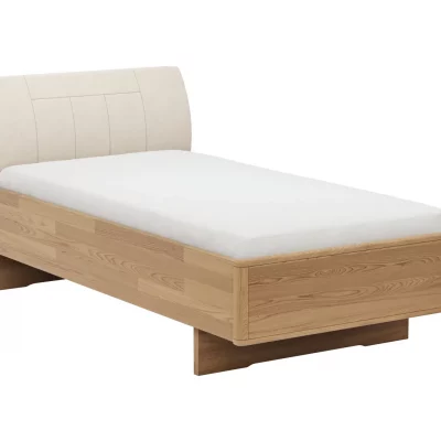 Bett Lenoso – Liegefläche ca. 100×200 cm, Eiche massiv, Kunstleder Champagner