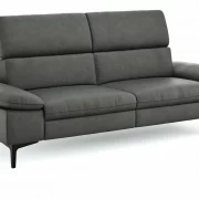 Sofa Felipa – 3-Sitzer inkl. Kopfteil verstellbar, Leder, Grau