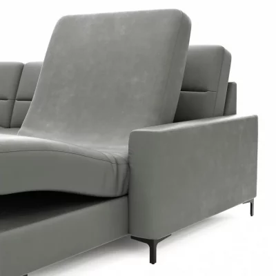 Wohnlandschaft Merlos H – Ecke links mit 2,5-Sitzer und Longchair rechts inkl. Relaxfunktion (motorisch), Leder, Graubraun