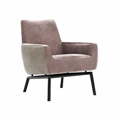 Sessel Matina – Größe M, Leder&Stoff, Dunkelbraun, Mauve