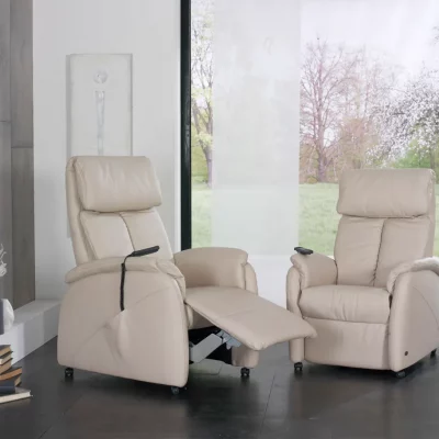 Fernsehsessel EM Göttingen – Relaxfunktion (1-motorisch), Leder, Hellbraun