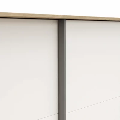 Schwebetürenschrank Viana – B ca. 278 cm, Furnier, Balkeneiche, Weiß