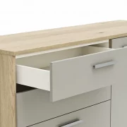 Kommode Viana – Balkeneiche furniert, Taupe