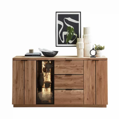 Sideboard – mit Beleuchtung, Wildeiche teilmassiv
