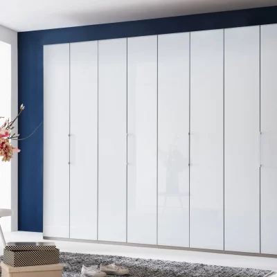 Drehtürenschrank – B. ca. 300 cm, Glas Weiß