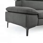 Sofa Felipa – 3-Sitzer inkl. Kopfteil verstellbar, Leder, Grau