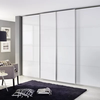 Schwebetürenschrank – B ca. 316 cm, Farbglas Kristallweiß