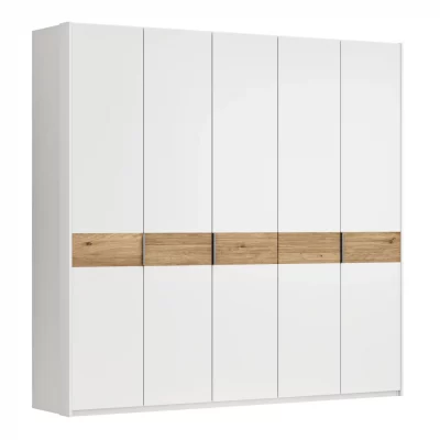 Drehtürenschrank Viana – B ca. 254 cm, Lack, Weiß, Riffholz, Wildeiche