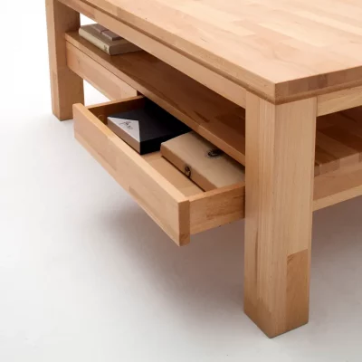 Couchtisch – 2 Schubkästen, LBH ca. 115x70x45 cm, Kernbuche massiv