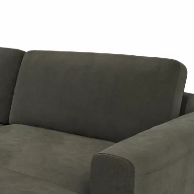 Wohnlandschaft Oviedo – Ecke links mit 2-Sitzer und Longchair rechts, Stoff, Braungrün