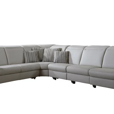 Wohnlandschaft – 2-Sitzer, Winkelecke mit 3-Sitzer, Leder, Seidengrau