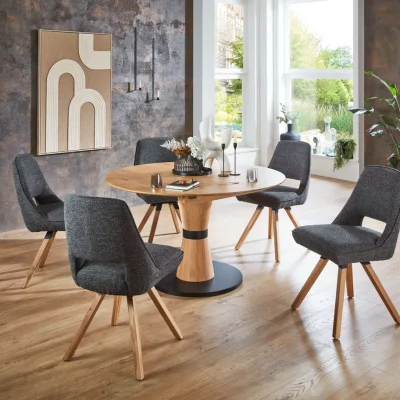 Esstisch – ausziehbar, Durchmesser ca. 130cm, Wildeiche massiv