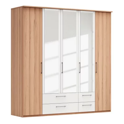 Drehtürenschrank Viana – B. ca. 225 cm, Furnier, Kernbuche, Weiß