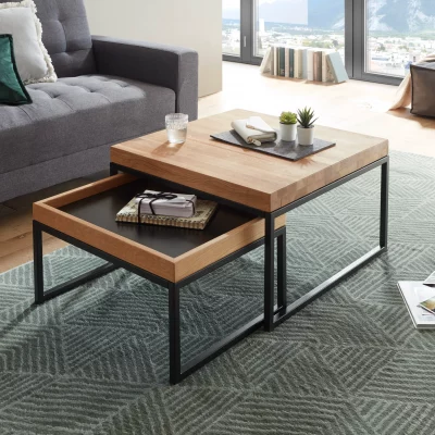 Couchtisch – 2-er Set, Asteiche massiv