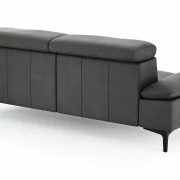 Sofa Felipa – 3-Sitzer inkl. Kopfteil verstellbar, Leder, Grau