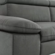 Sofa Felipa – 3-Sitzer inkl. Kopfteil verstellbar, Leder, Grau