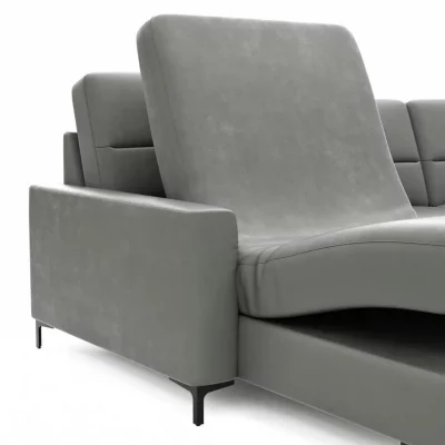 Wohnlandschaft Merlos H – Longchair links und 2,5-Sitzer mit Ecke rechts inkl. Relaxfunktion (motorisch), Leder, Graubraun